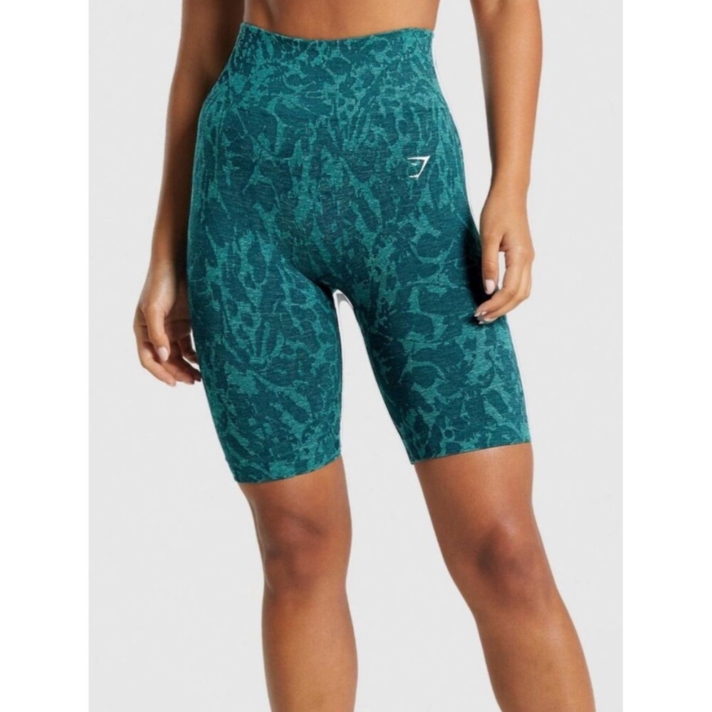 Gymshark Adapt Animal Teal Butterfly Seamless Scrunch Bike Shorts Size Medium*